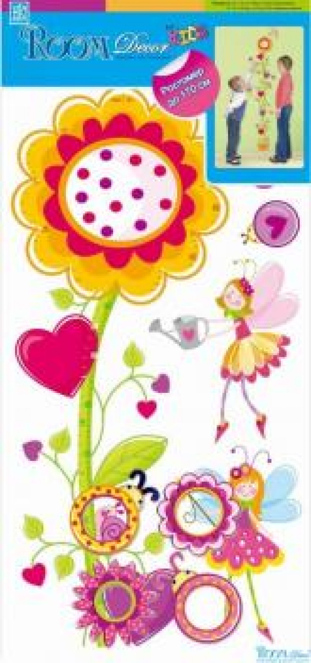 Наклейка интерьерная 5202 RDA Стикеры ростомер-цветок с сердечками
