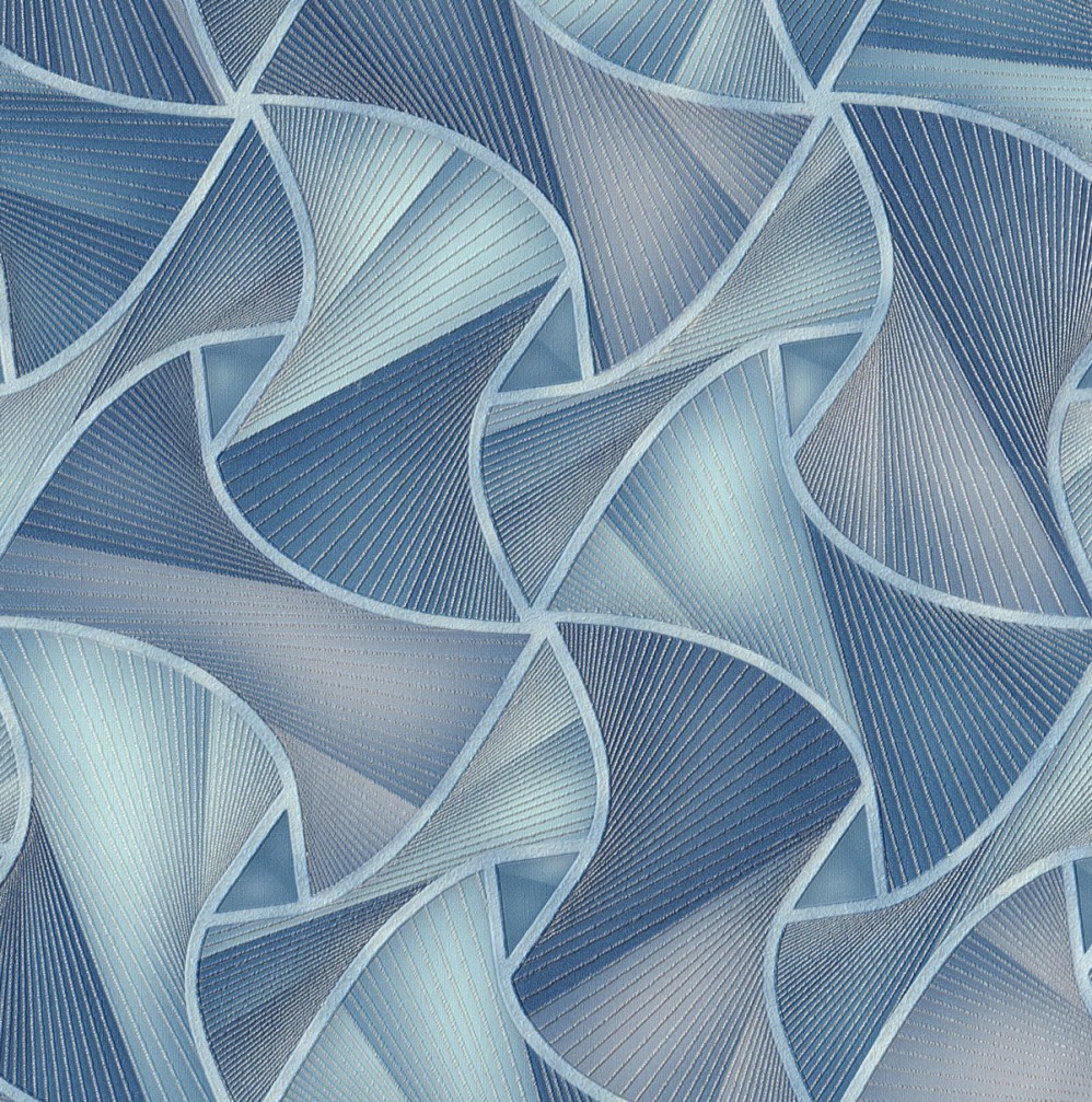 Обои голубые с геометрическим рисунком Euro Decor виниловые Evolution арт. 7111-03