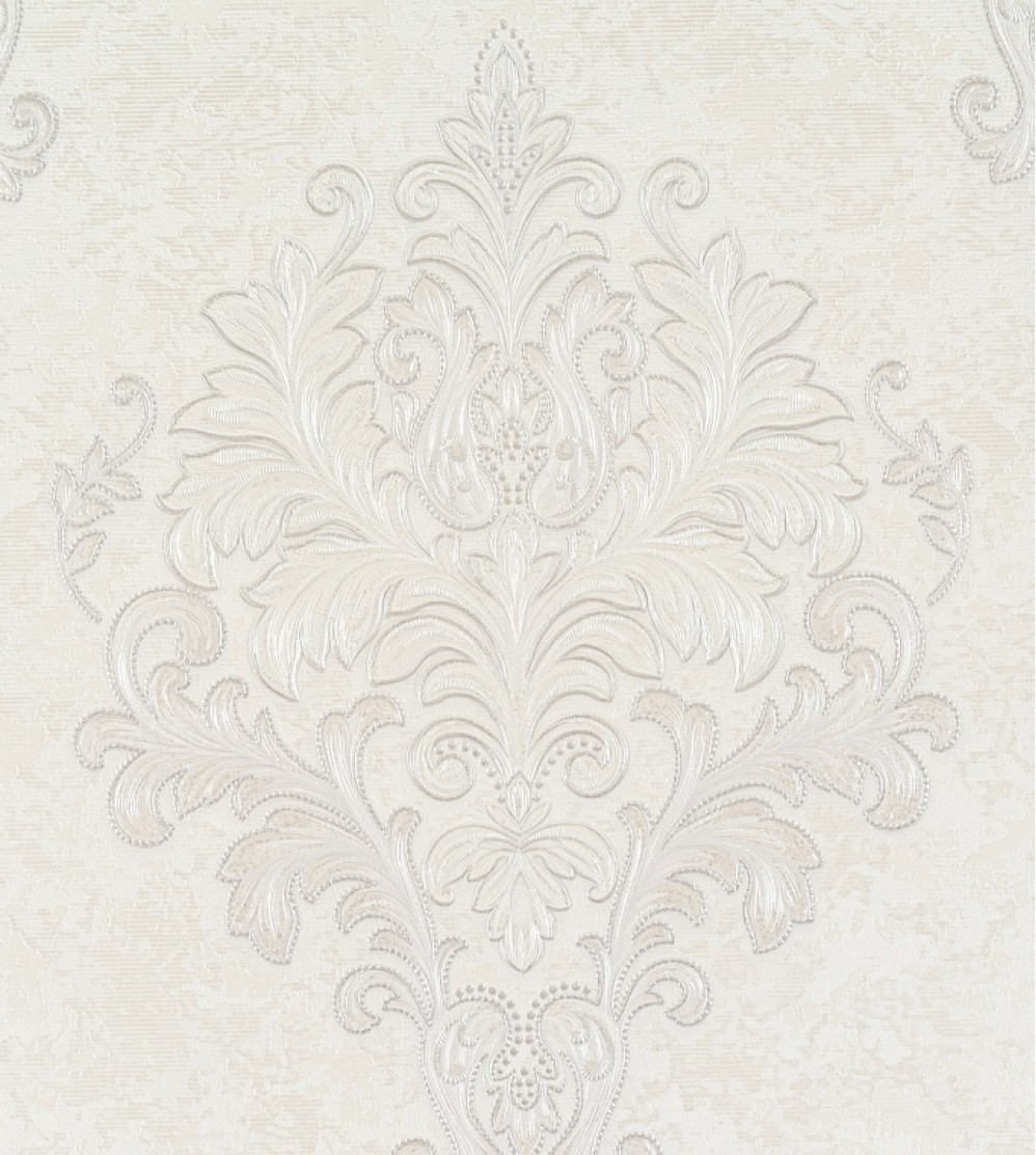 Обои белые флизелиновые с рисунком дамаск арт 10506-01