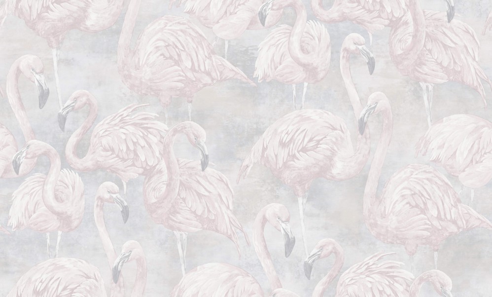 Обои белые с изображением фламинго SIRPI винил Фламинго арт. 10364-01