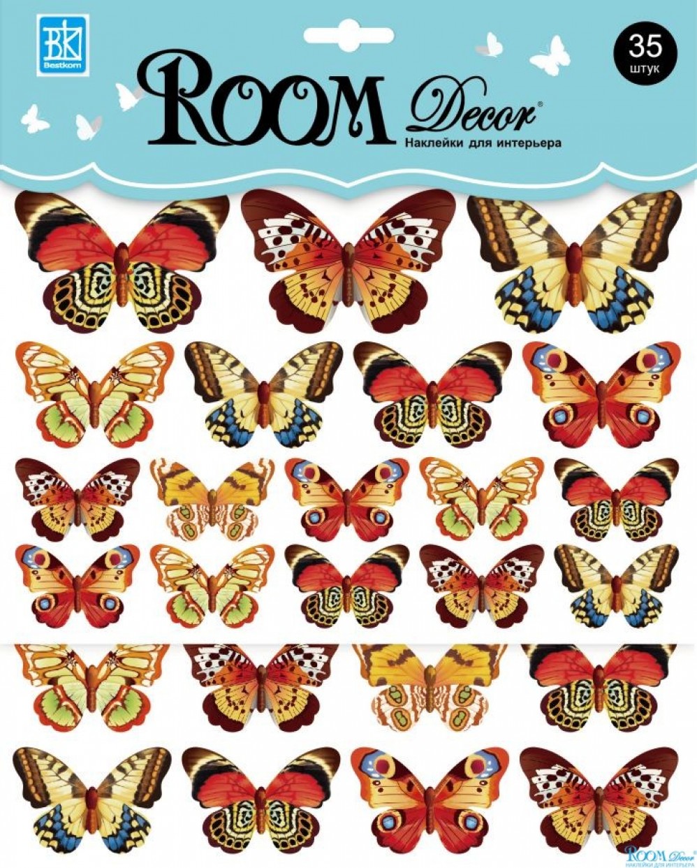 Наклейка интерьерная 3303 RKA Стикеры Цветные бабочки - 2 листа