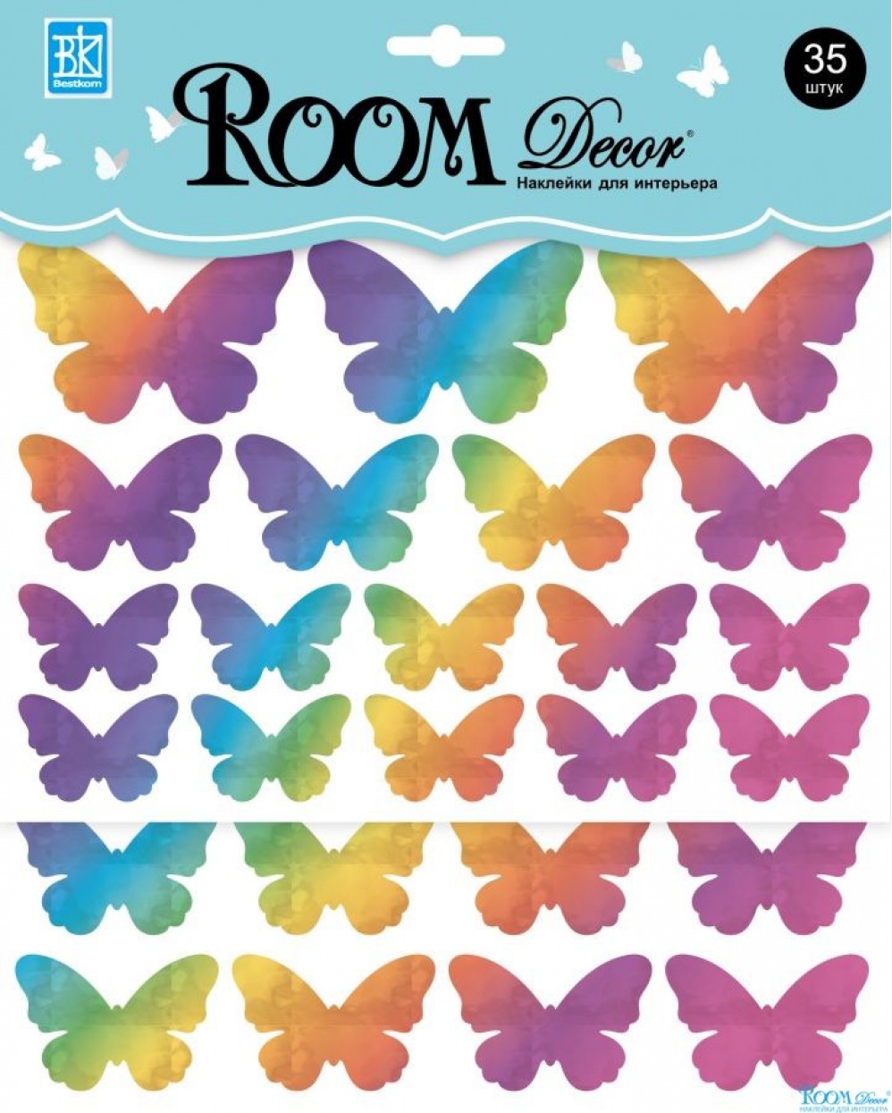 Наклейка интерьерная RKA 3310 (радужные бабочки) 2 листа