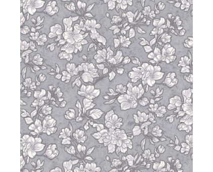 Обои виниловые серые с цветами  Антураж Jasmine арт. 168442-26