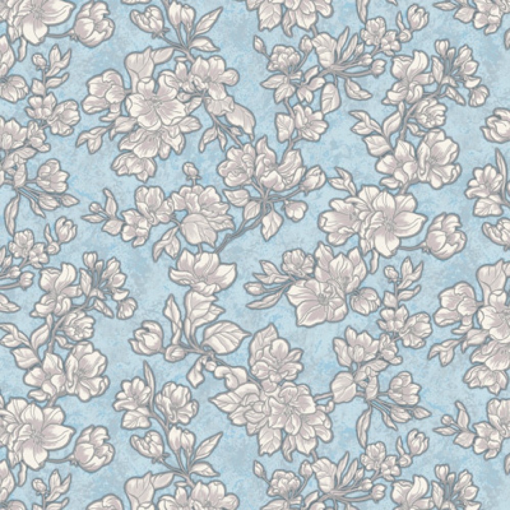 Обои виниловые голубые с цветами  Антураж Jasmine арт. 168442-27