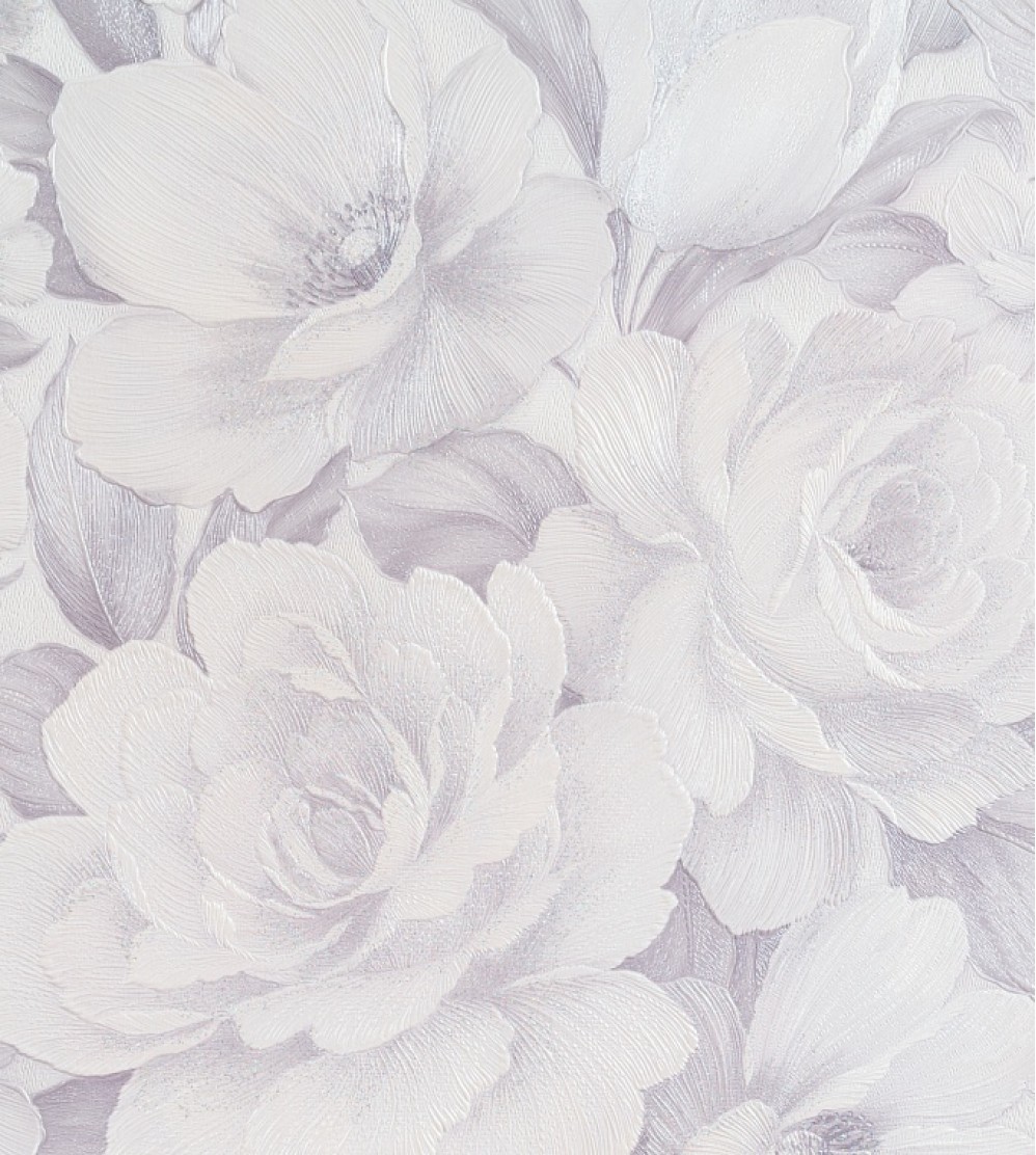 Обои виниловые большие цветы на белом фоне Freedom "Розалин" арт. 10509-02