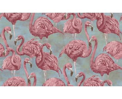 Обои серые с изображением розовых фламинго SIRPI винил Фламинго арт. 10364-03