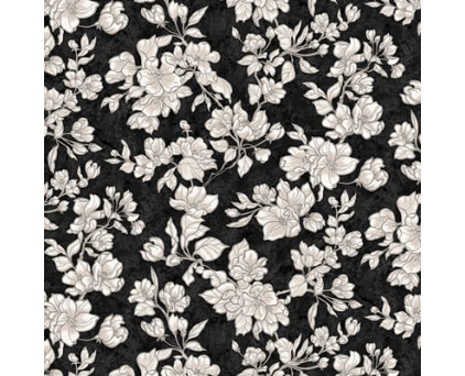 Обои виниловые черные с белыми цветами  Антураж Jasmine арт. 168442-29