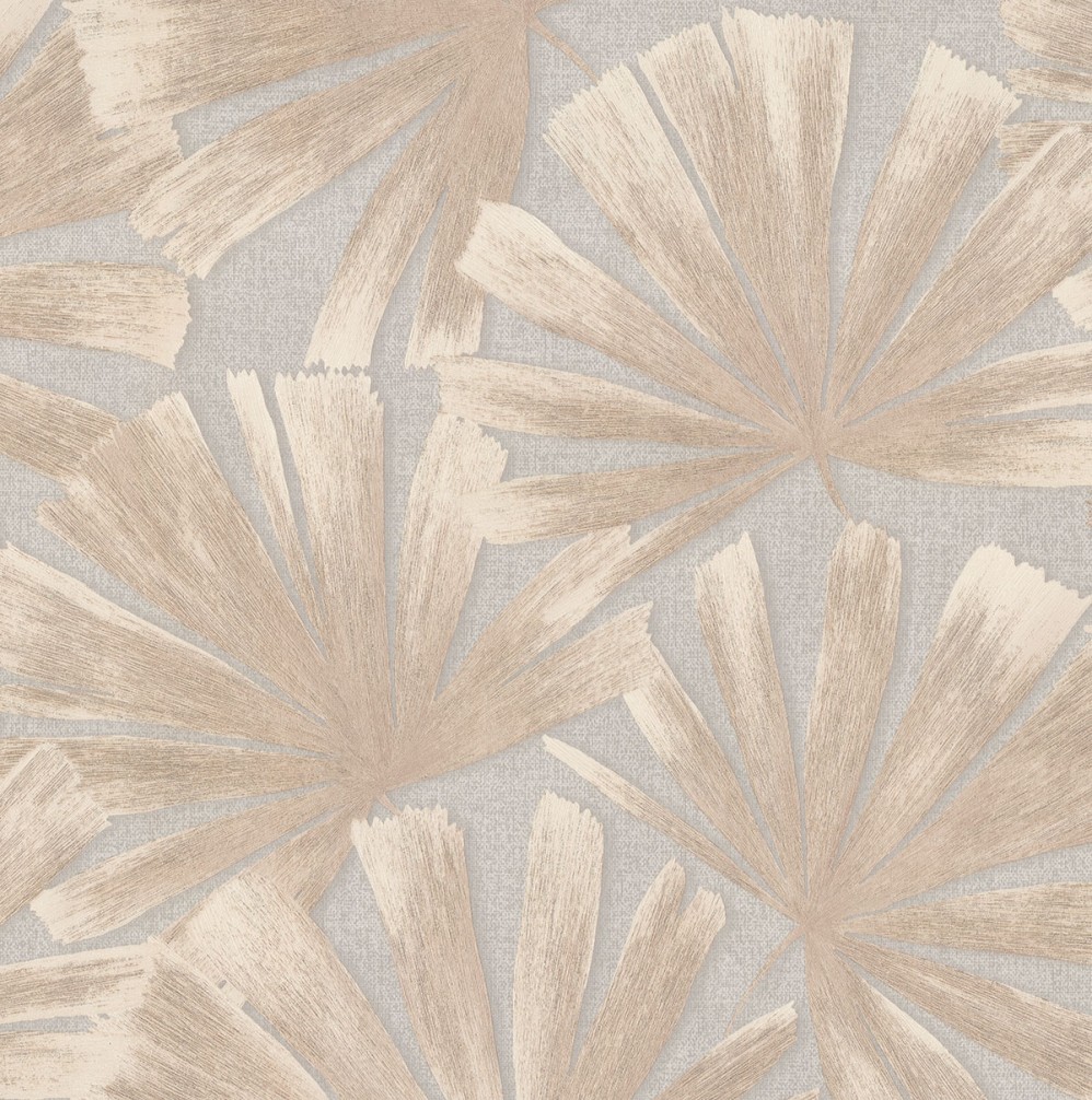 Обои серые с имитацией пальмового листа Rhapis арт. 7128-11