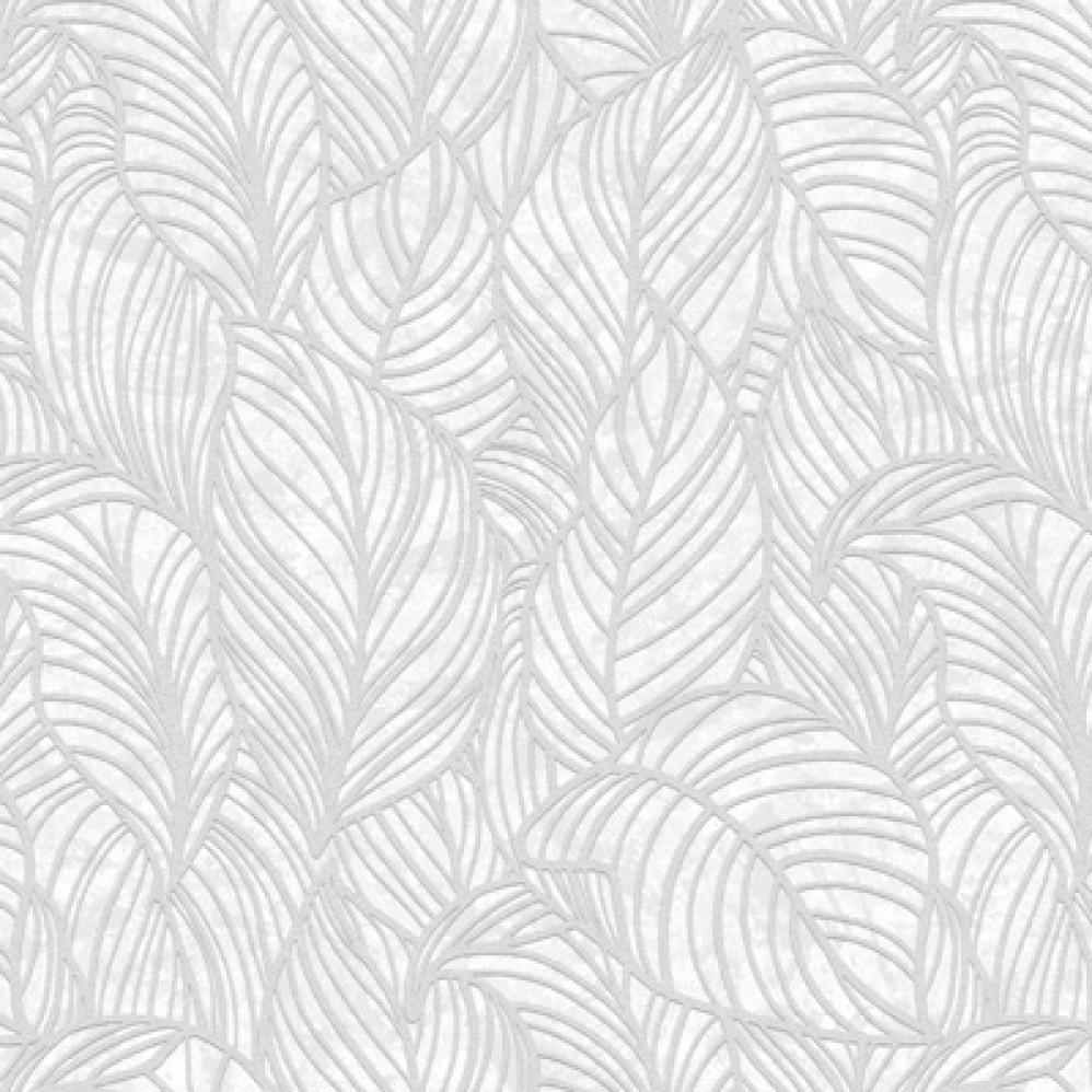 Обои белые листья на белом фоне Антураж винил Ricardo арт. 168542-21
