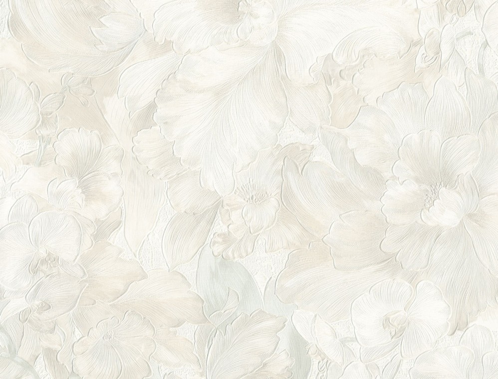 Обои белые с крупными цветами Евро Декор винил Laguna арт. 8009-01