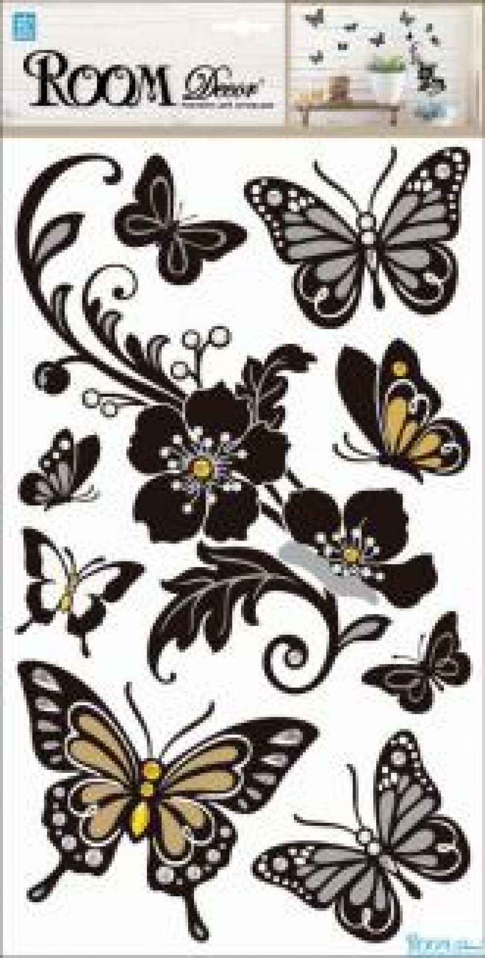 Наклейка интерьерная 0911 PLA (бабочки с цветами)