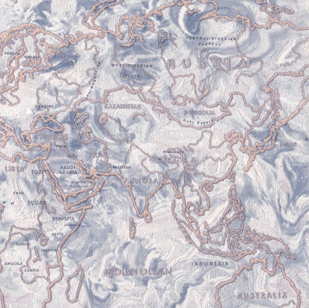 Обои голубые с изображением карты виниловые Ornamy Tour арт. 8029-20