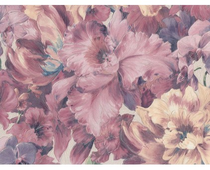 Обои розовые с крупными цветами Евро Декор винил Laguna арт. 8009-06